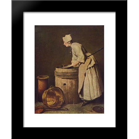 Frau, Geschirr scheuernd 20x24 Framed Art Print by Jean-Baptiste-Simeon Chardin