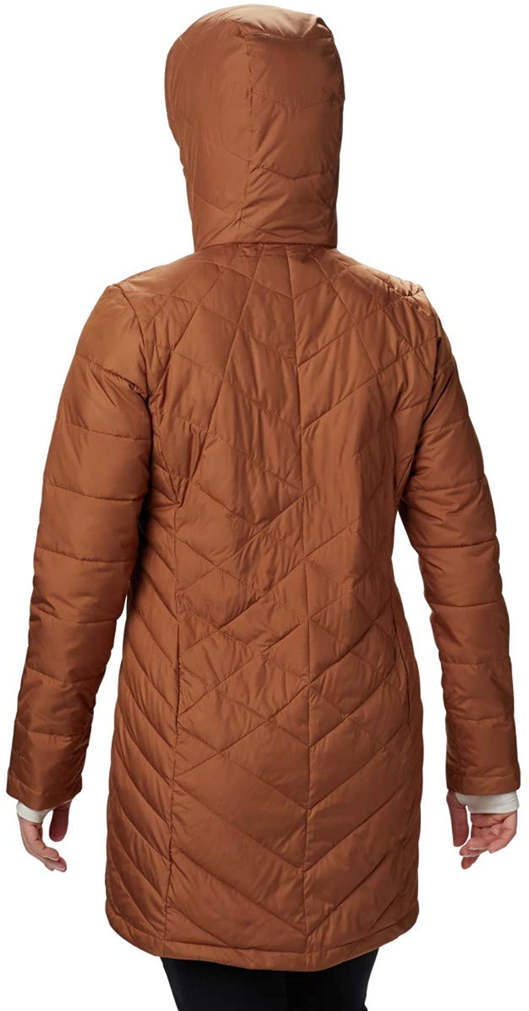 columbia heavenly long hooded jacket camel brown