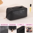 thumbnail image 4 of Bolsa Cosmética de Viaje de Gran Capacidad Bolsa de Maquillaje de Cuero Bolsa Cosmética Portátil Neceser para Cosméticos con Asa y Separador, 4 of 6