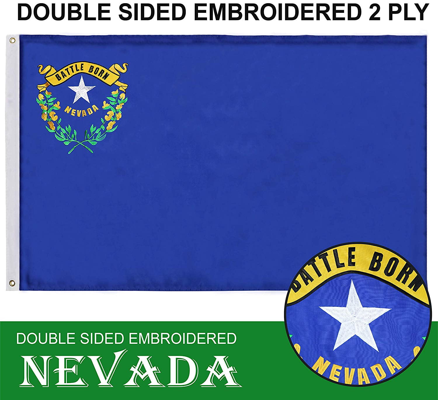 POW MIA Flag 3' x 5' Ft 210D Nylon Premium Outdoor Embroidered Double Sided Flag
