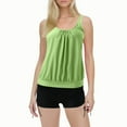 thumbnail image 1 of 2 Piece Swimsuit for Women Solid Color Stylish Ruffle Tankini Tops with Boyshorts Green Women Bathing Suits S, 1 of 6