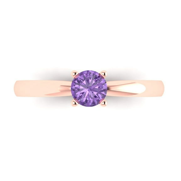 Clara Pucci 14K Rose Gold 0.5ct Alexandrite Solitaire Ring for Women