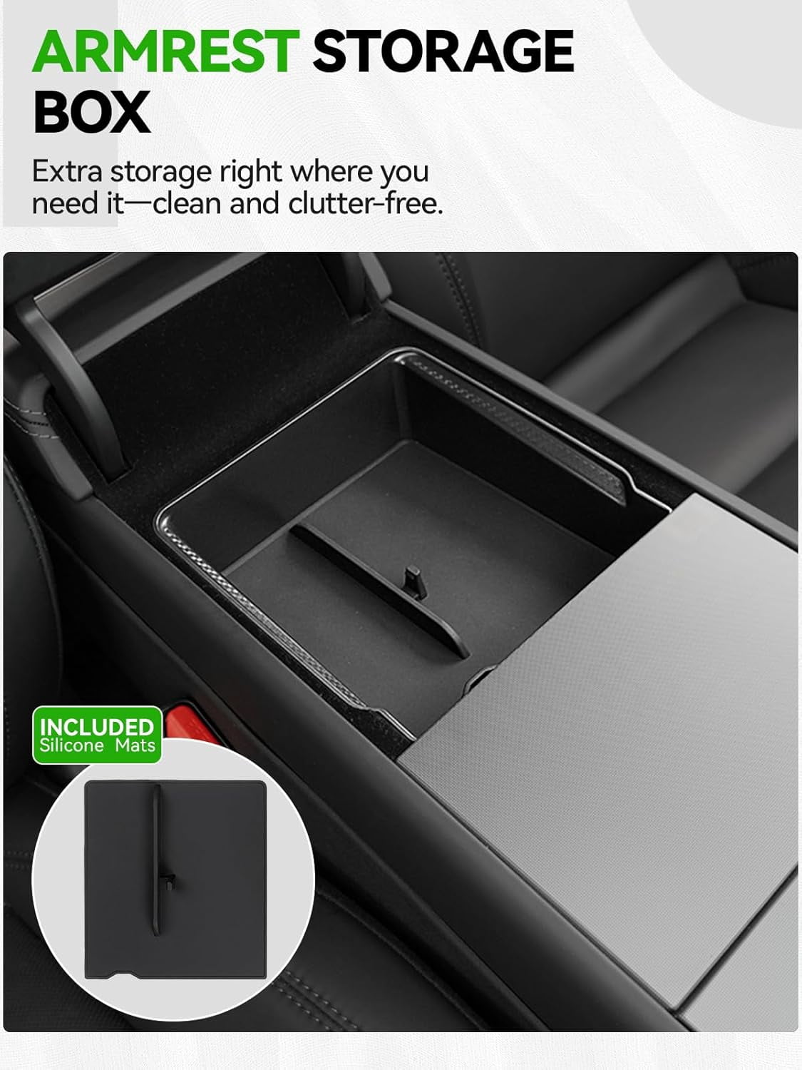 10PCS Center Console Organizer Tray for 2025 2026 Tesla Accessories, Under Seat Storage Armrest Hidden Storage Box Cup Holder Charger Pad for Tesla