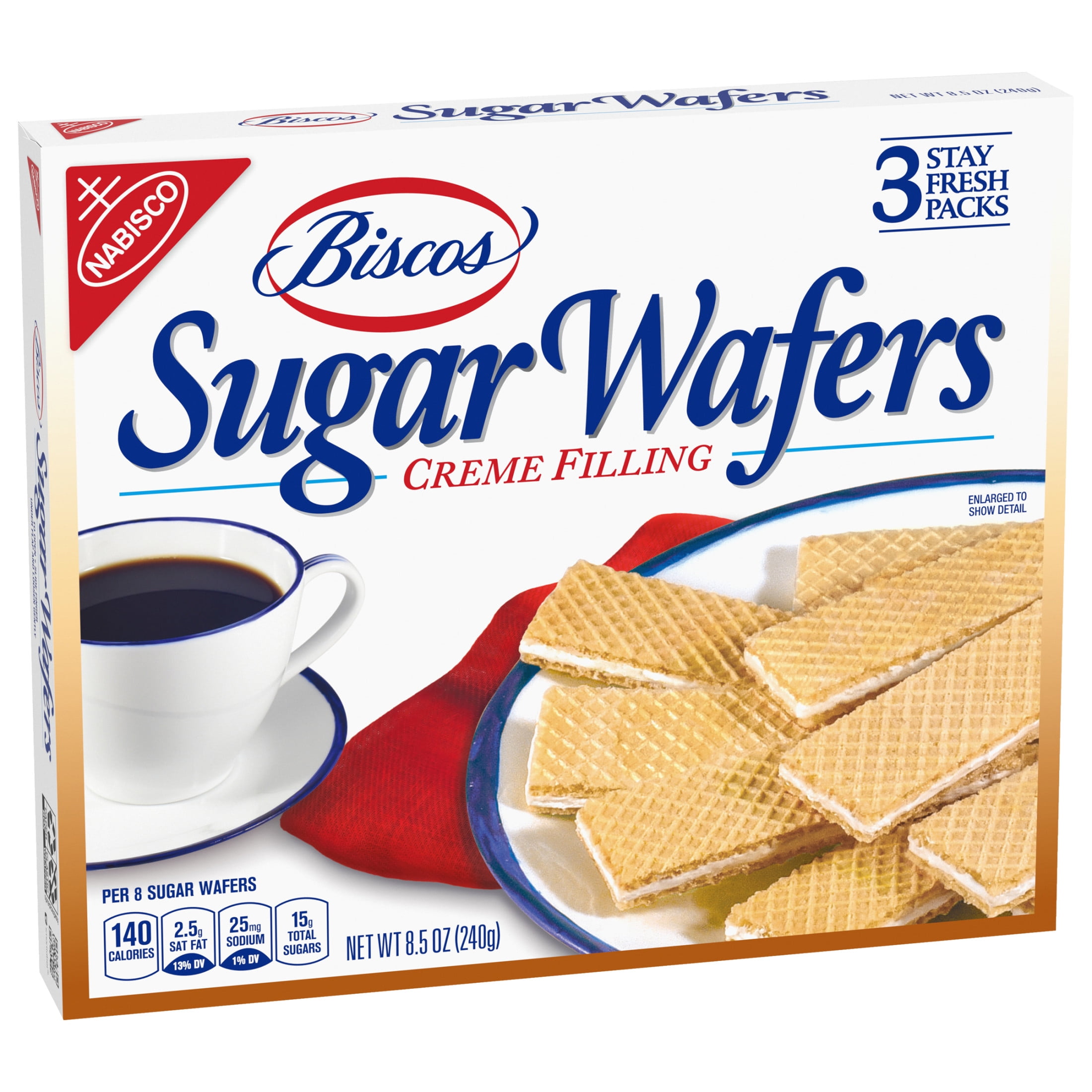 Biscos Creme Filled Sugar Wafers,Baked,  8.5 oz Shelf Stable Cardboard Box