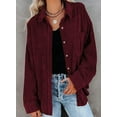thumbnail image 3 of Femmes Velours Côtelé Chemise à Manches Longues Veste Oversized Tops, 3 of 5