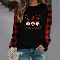 thumbnail image 2 of Long Sleeve Round Neck Christmas T-Shirt for Women Merry Christmas Buffalo Plaid Raglan Holidays Baseball Tee Tops, 2 of 5