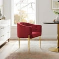 thumbnail image 2 of Tufted Accent Chair, Velvet, Metal Steel, Red, Modern Contemporary Urban Design, Living Lounge Room Hotel Lobby Hospitality, 2 of 8