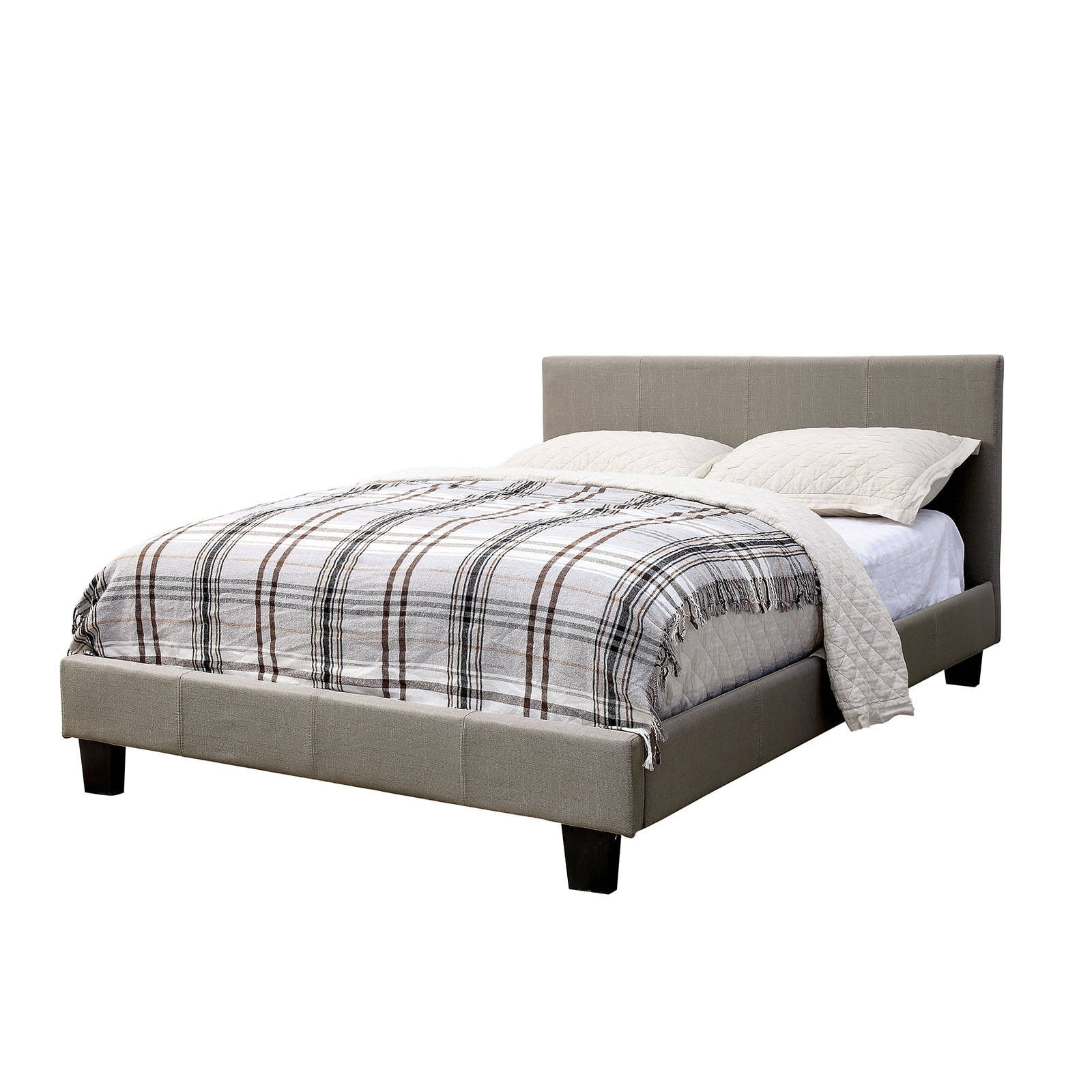 Fabric Upholstered Eastern King Size Bed with Vertical