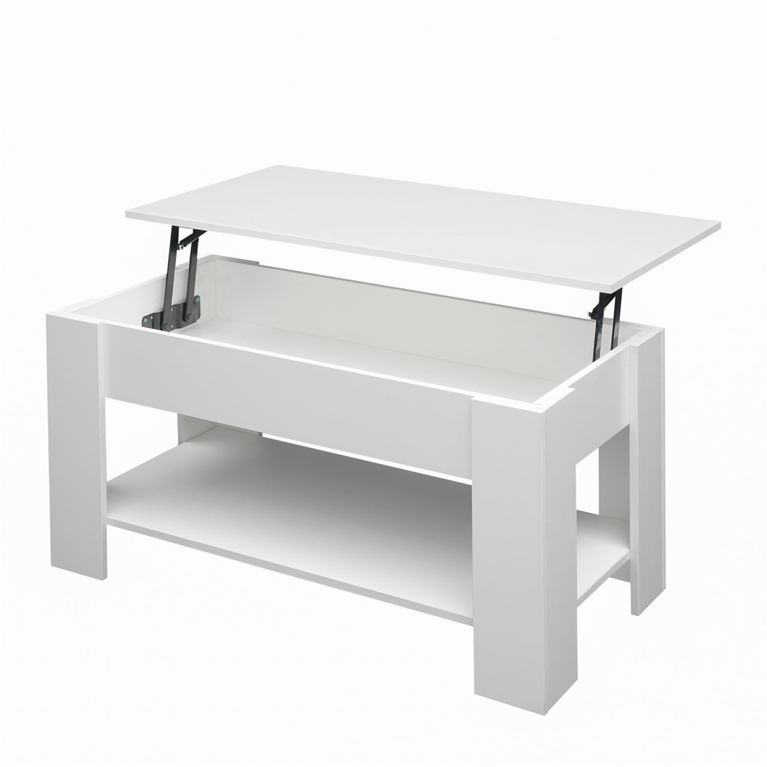 Kepooman Lift Top Coffee Table, Wood Lifting Top Central Table, White Kepooman Lift Top Coffee Table, Wood Lifting Top Central Table, White