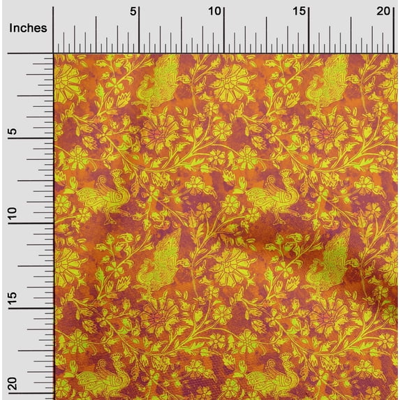 oneOone Cotton Poplin Orange Fabric Batik Dress Material Fabric Print Fabric By The Yard 42 Inch Wide - GI
