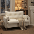 thumbnail image 2 of 50" Loveseat Couch with Tufted Design | Space-Saving Love Seat Sofa for Small Spaces, Bedroom, and Apartment | Ivory White, 2 of 7