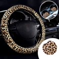 thumbnail image 3 of Leopard Print Steering Wheel Cover For Women, Leopard Steering Wheel Covers, Leopard Car Accessories Beige-, 3 of 5