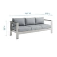 thumbnail image 3 of Lounge Sofa, Aluminum, Metal, Steel, Silver Grey Gray, Modern Contemporary Urban Design, Outdoor Patio Balcony Cafe Bistro Garden Furniture Hotel Hospitality, 3 of 10