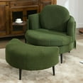 thumbnail image 4 of Barara King Modern Comfy Arm Chair, Reading Chair,42.5" Single Sofa Chair with Cresent-Shaped Footstool, Green, 4 of 11