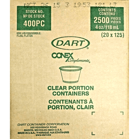 Dart 4oz Portion Cups 400PC 2500 CT Case