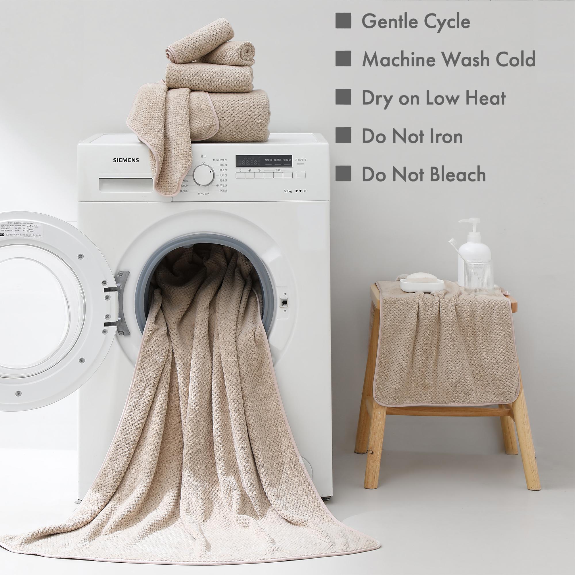 Jessy Home 8 Piece Towel Set Oversized Soft Cozy Towels 600 GSM Camel Plush Towel Set
