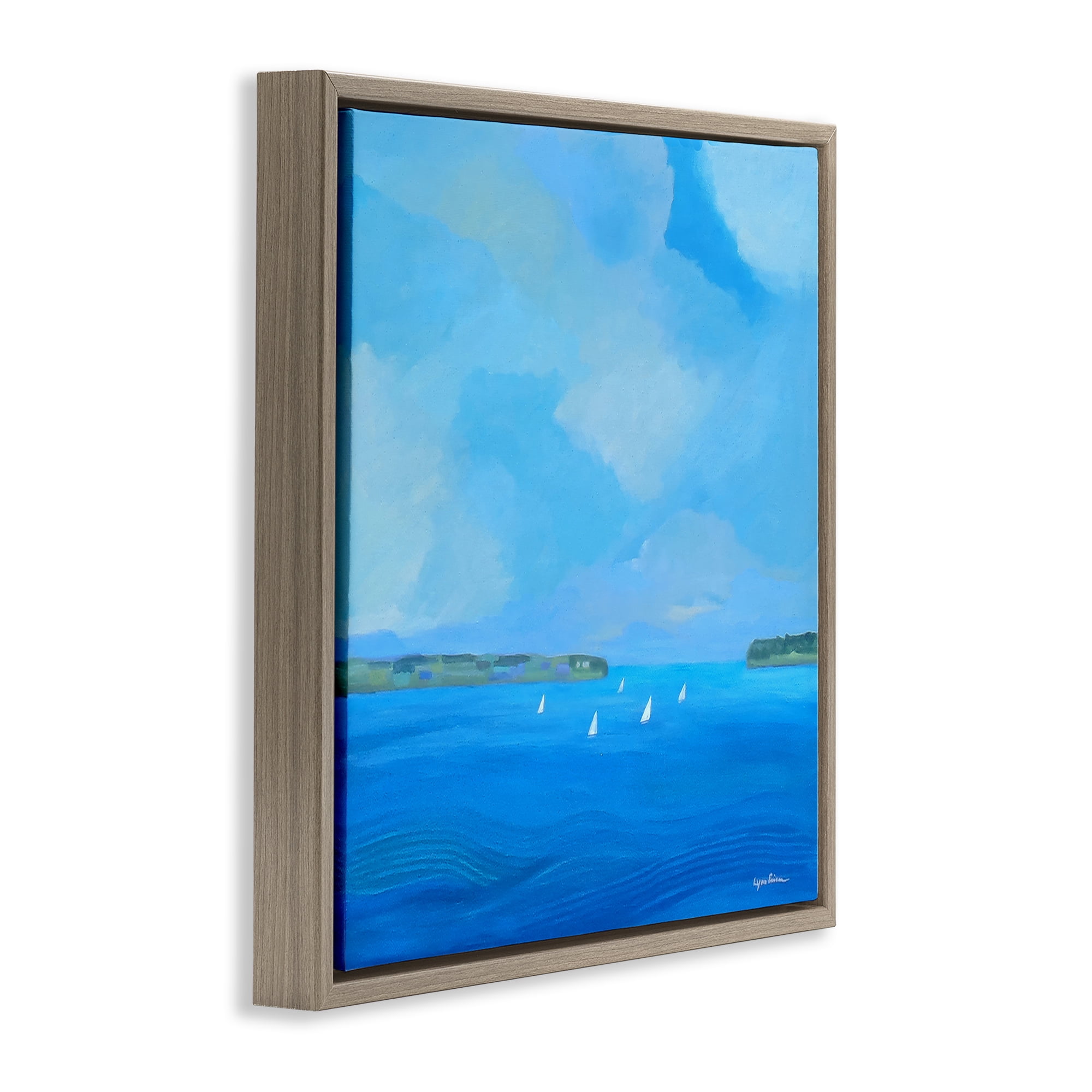 Stupell Industries A Perfect Day Seascape Brown Framed Floater Canvas Wall Art, design by Lynn Ericson Fine Art