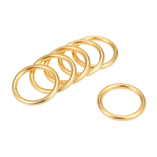 Uxcell 0.79'' Anillos O Hebilla para Bolsas de Hardware, Cinturones, Accesorios de Manualidades DIY, Aleación de Zinc, Tono Dorado, 6 piezas