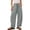 Gray#barrel pants women, variant on Womens Barrel Harem Cotton Linen Pants Baggy Wide Leg Palazzo Pants Elastic Waist Summer Casual Pants with Side Pockets Khaki M