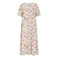 thumbnail image 5 of Ytndtr Womens 2025 Short Sleeves Floral Print V-Neck Summer Sundress Maxi Dress, 5 of 5