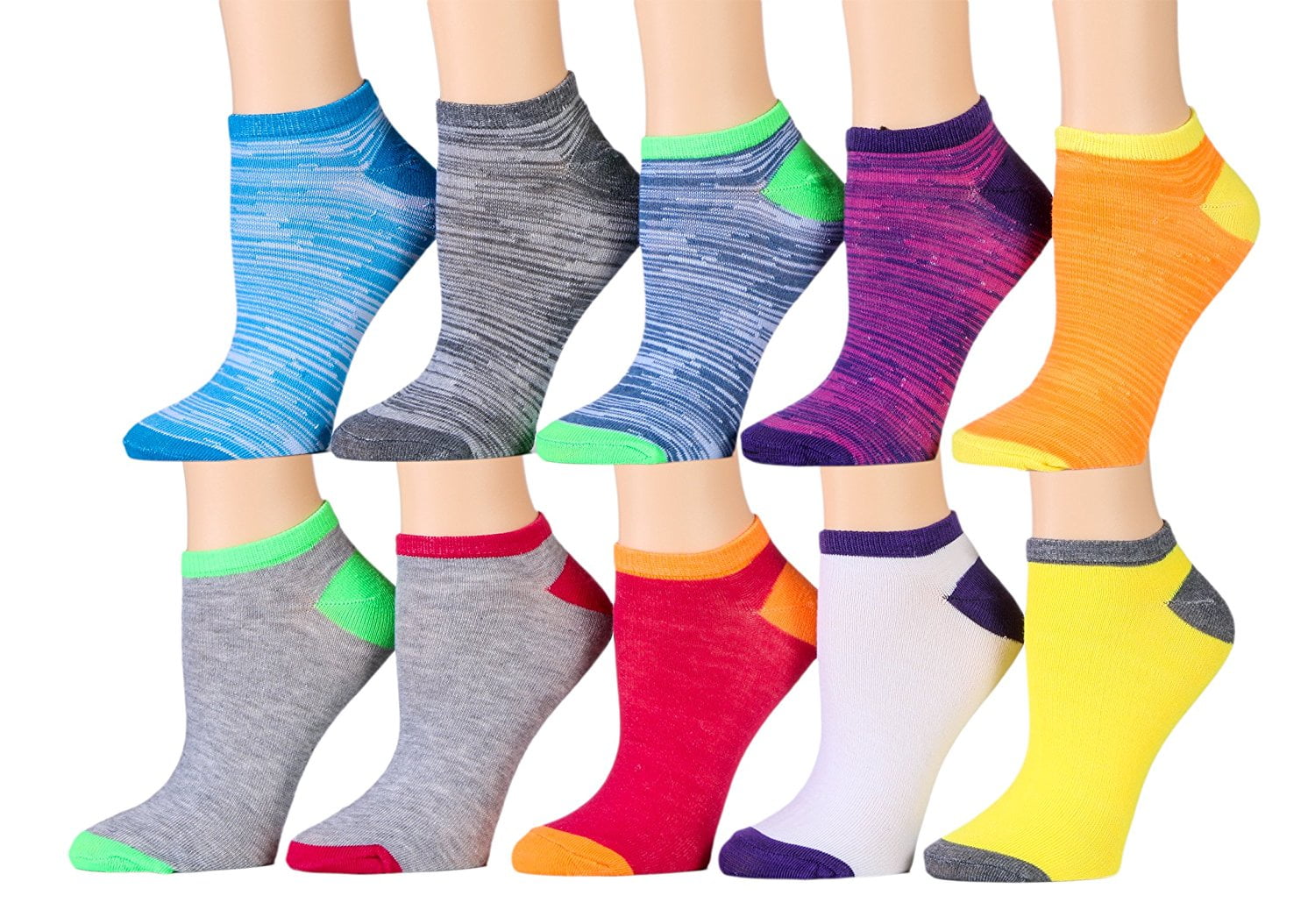 10 Pairs of WSD Womens Ankle Socks, No Show Athletic Sports Socks
