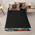 thumbnail image 4 of Homewish Vintage Pet Dog Zipper Twin Comforter Sets with Fitted Sheet and 2 Pillowcases,Watercolor Flowers Zipper Bedding Set,White Orange,Black Reversible,4pcs, 4 of 8