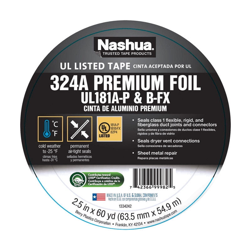 Nashua 1542698 1542698 2.5 In. W X 60 Yd L Silver Foil Tape