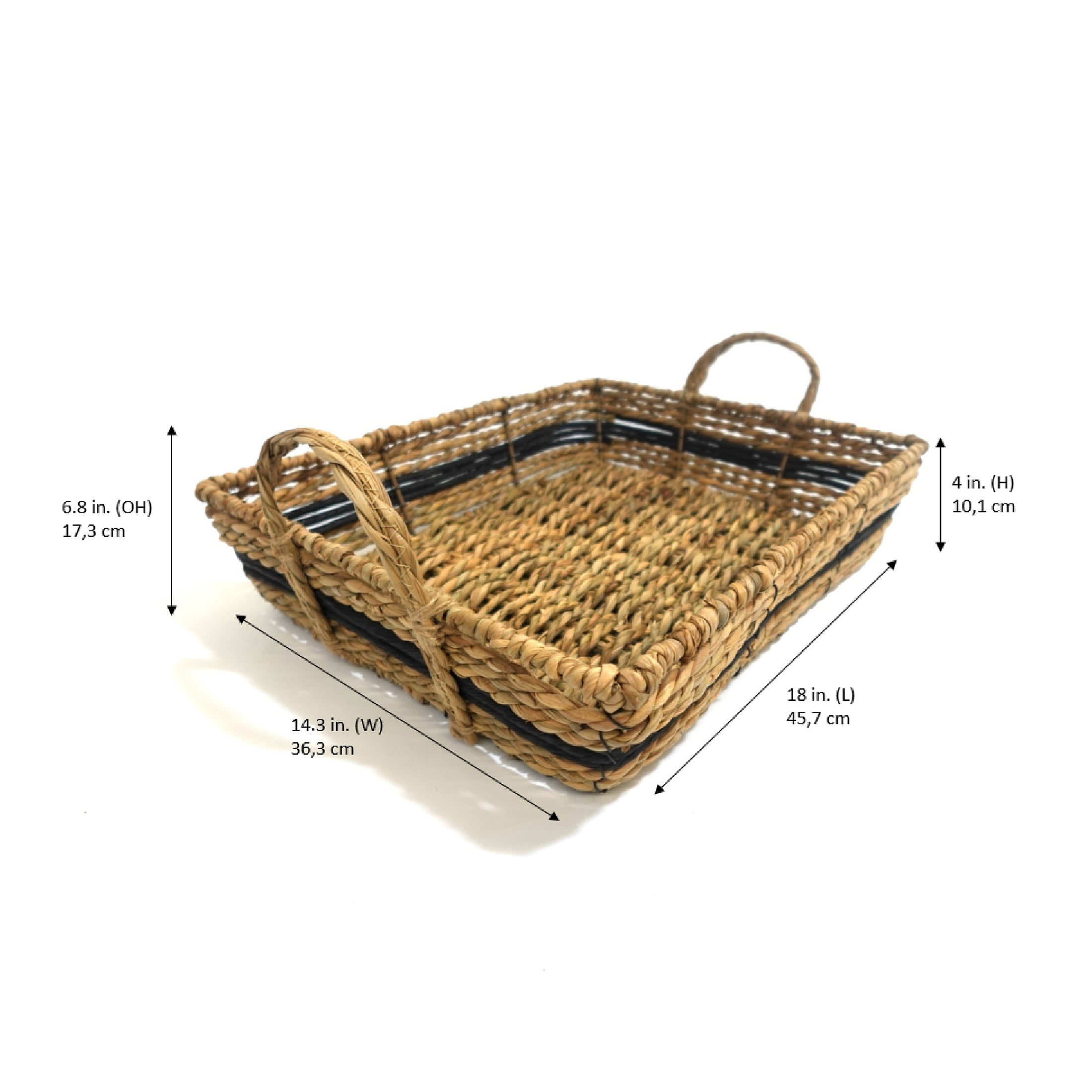 Hometrends Woven Paper & Rush Serving Tray, Handles