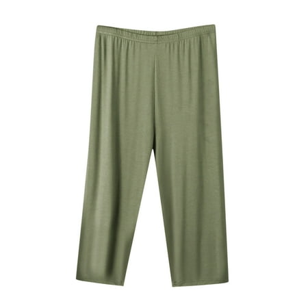 WCMZJ Leggings Stretch Cotton Knee Length Leggings for Women Regular and Plus Size Boy Shorts Underwear Panties Yoga Biker Shorts Army Green 7XL
