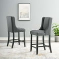 thumbnail image 2 of Counter Stool Chair, Set of 2, Fabric, Wood, Grey Gray, Modern Contemporary Urban Design, Bar Pub Cafe Bistro Hotel Restaurant Hospitality, 2 of 7