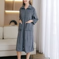 thumbnail image 4 of Defitshape Women's Long Sleeve Robe Soft Zip UP House Coat SPA Bath Knee Length Full Zipper Terry Cloth Duster Robe Sleepwear Grey Small, 4 of 4