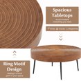 thumbnail image 4 of Set of 2 Solid Wood Round Coffee Table with Metal Legs, Farmhouse Nesting Coffee Table Center Table for Living Rooms,Brown, 4 of 9