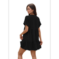 thumbnail image 4 of Short Sleeve V Neck Ruffle Hem Dress Black XXL, 4 of 7