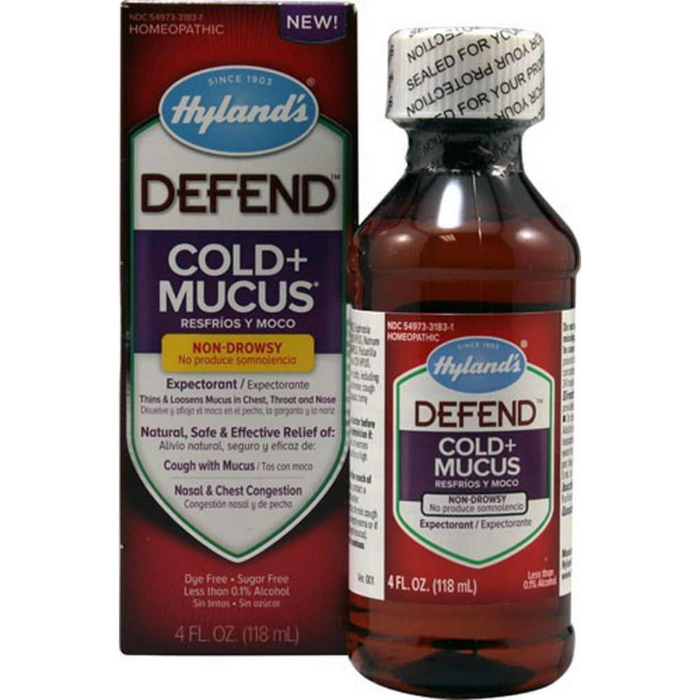 Hyland's Defend Cold Plus Mucus Relief Liquid, Natural Cold Expectorant