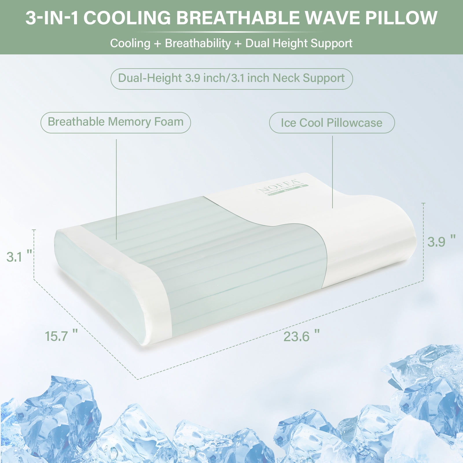 Cervical Neck Pillow for Neck Pain Relief, Cooling Contour Memory Foam Pillows, Support Ergonomic Pillows for Sleeping Side,Back & Stomach Sleepers, Medium Soft