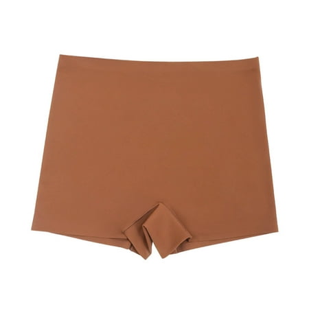 Aobny Silk Seamless Underwear for Women Brown No Show Solid Nylon Boy Shorts Soft Ladies Underwear  XS-XL