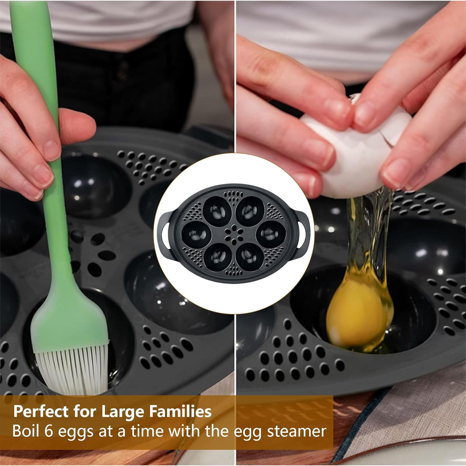 Nonstick Microwave Egg Poacher Insert: 6 in 1 Poached Egg Cooker Egg Boiler, Egg Steamer Poached Egg Cups For Thermomix TM6/TM5/TM31 and Air Fryer Oven (6 cup)