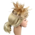 thumbnail image 5 of NMMUED Church Fascinator Hats for Women Formal Dress Hat Statement Feather Mesh Detail Wedding Guest Garden Party Tea Party Elegant Headpiece Yellow, 5 of 9