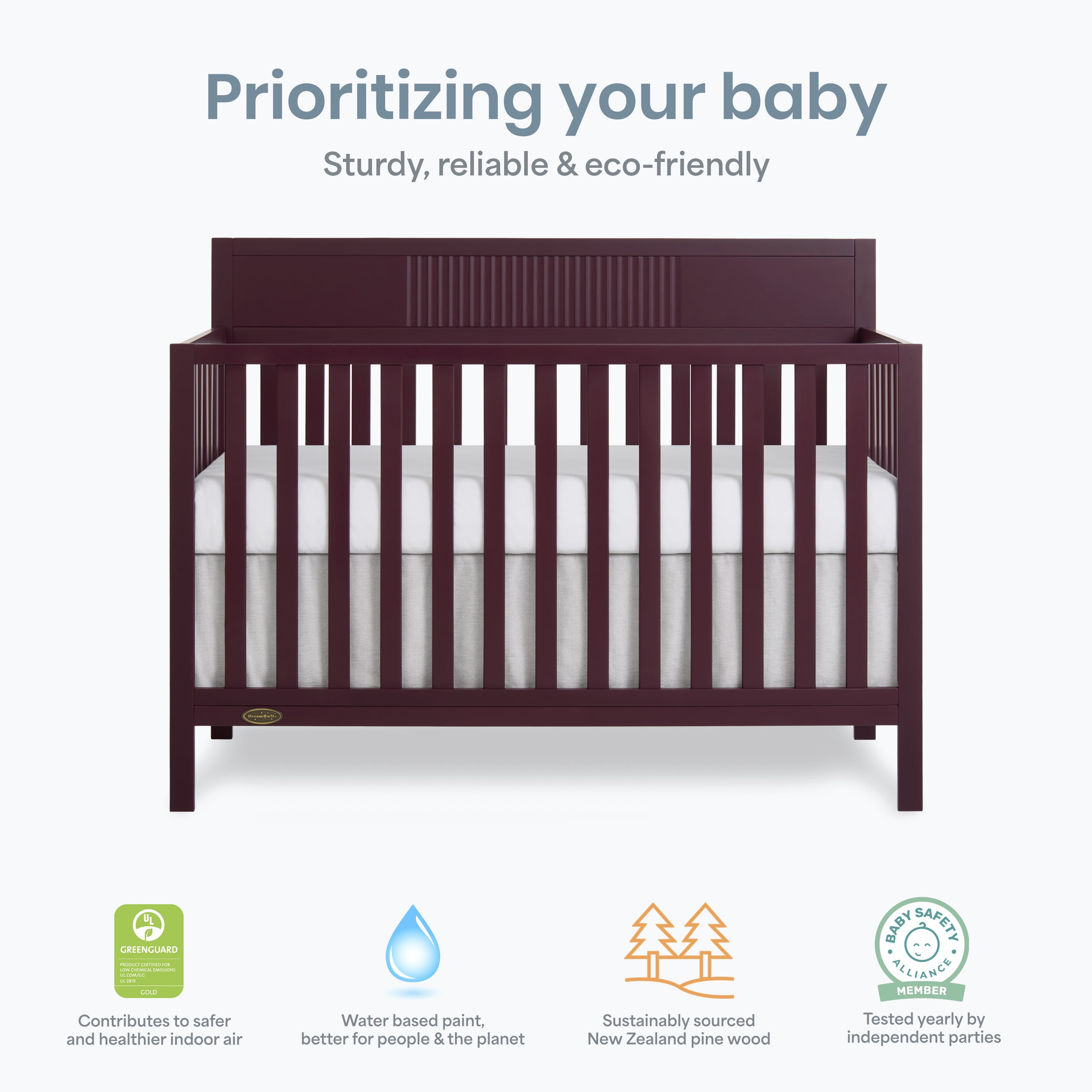 Dream On Me Ivy 5 in 1 Convertible Full-size Crib, Greenguard Gold & JPMA Certified, Converts from Baby Crib to Toddler Bed, Day Bed, Kids Bed and Full-size Bed, Auburn