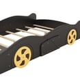 thumbnail image 2 of Noble House Full Size Race Car-Shaped Platform Bed with Front Storage, Pine Wood Frame, Black & Yellow, 2 of 10