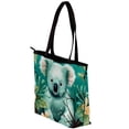 thumbnail image 3 of Koala Canvas Leather Mix Tote Bag with Twill, Sponge, Jeanette Material | 30x10.5x39cm/11.8x4.1x15.4in Size, 3 of 5
