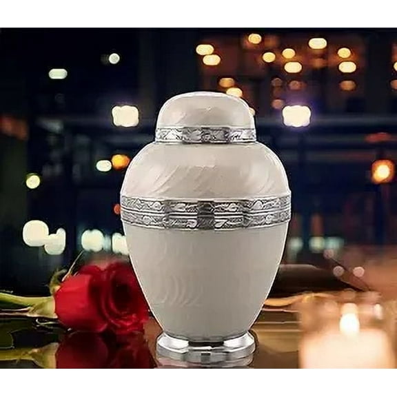 Simplicity Pearl White Large Cremation Urns