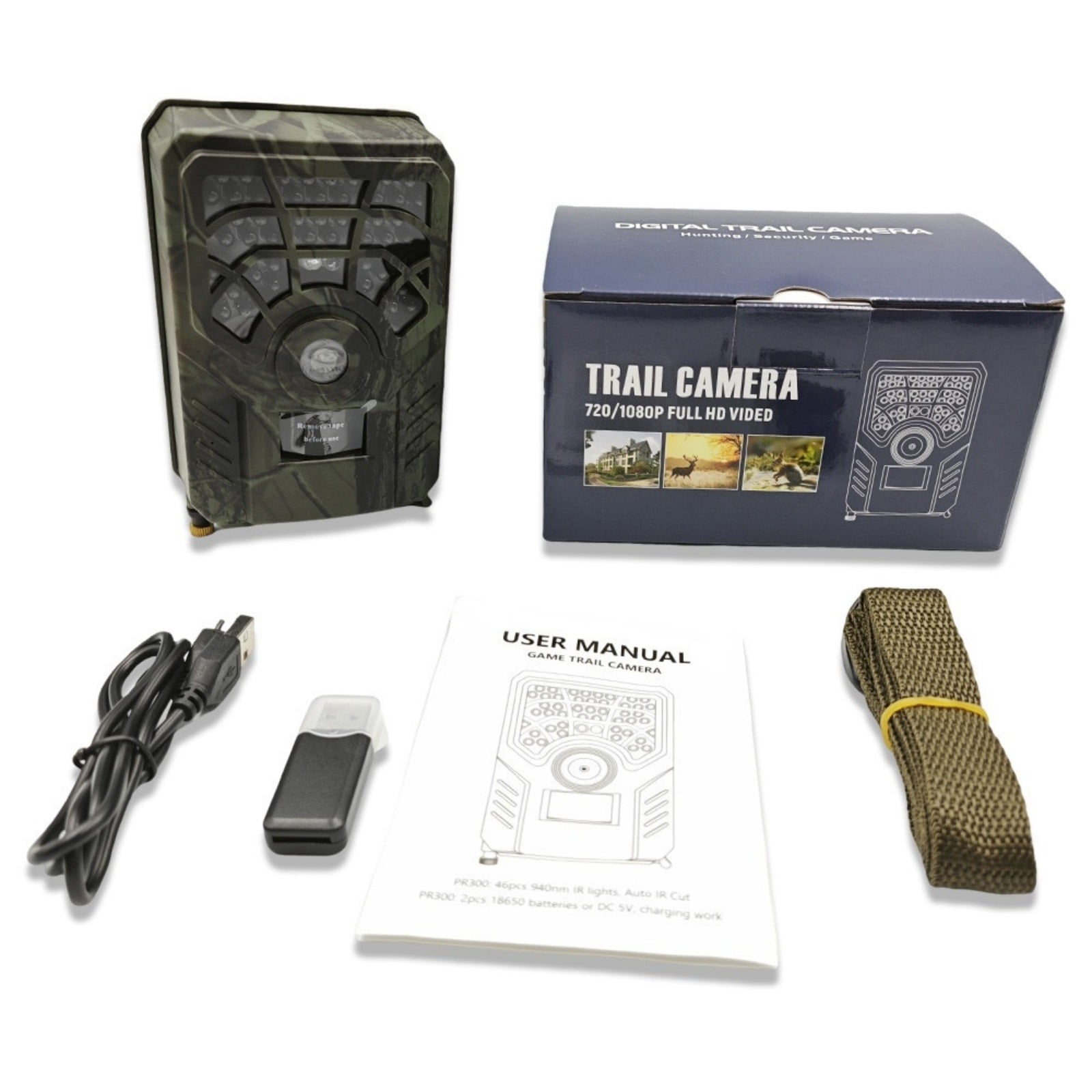 Trail Camera with Infrared Night Vision, Motion Activated Game Camera with 1080P Video, No-Glow IR & Weather-Resistant Design, Wildlife Camera for Outdoor Use