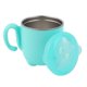 thumbnail image 3 of Taza antideslizante de acero inoxidable para bebés y niños, taza para beber de dibujos animados con tapa (verde guisante), 3 of 8
