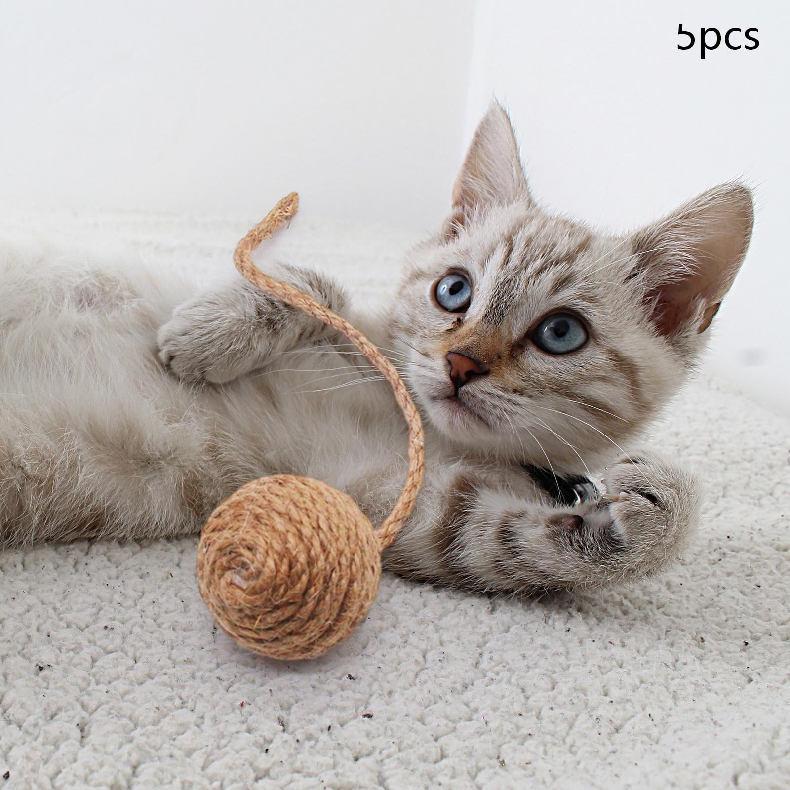 Bunblic 5 Pieces Cat Toys Sisal Ball Cat Hemp Rope Balls Self Play Kitten Chasing and Playing Long Rope Teasers Handmade Cat Rope Ball 4.5cm Yellow Walmart