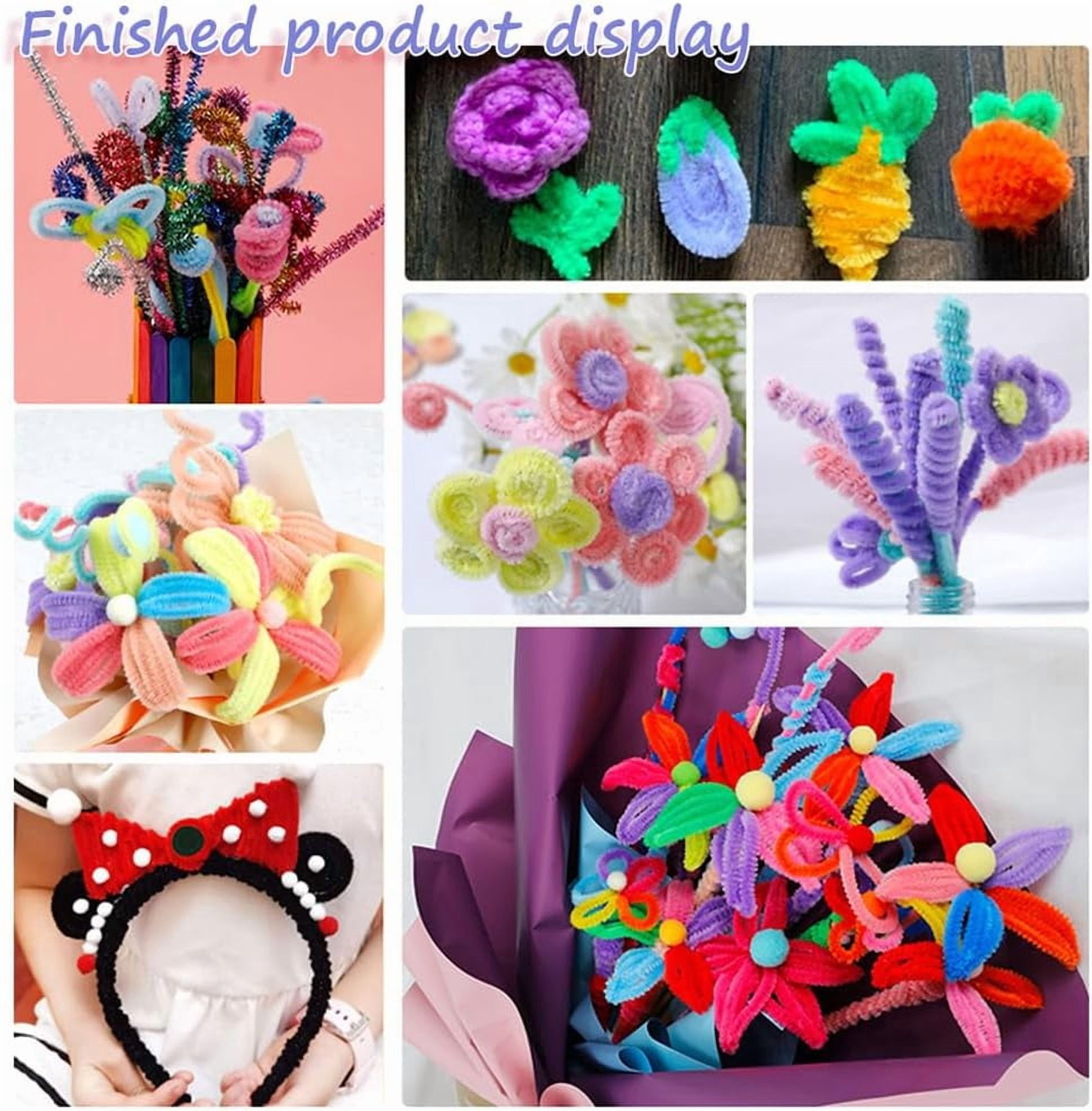 1000Pcs 12in Pipes Cleaners for Crafts 20 Multicolors Chenille Stems Bulk Fleece Fur Christmas Soft Handmade DIY Arts Projects Plush Animal Flower Creative Fun Decoration Gift Mixed Color