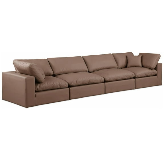 Meridian Furniture Comfy Brown Faux Leather Modular Sofa