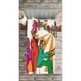 thumbnail image 3 of Ambesonne Colorful Quilted Bedspread Set 2 Pcs, Jazz Band on Stage, Twin Size, Multicolor, 3 of 3