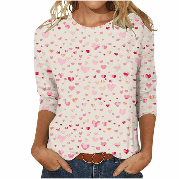 Camisetas de Manga Corta para las Mujeres Retro Cuello Redondo Pascua Impreso Suelto Top, Ligero Poliéster 3/4 Camiseta de Manga para el Desgaste Casual, Diario Y de Primavera