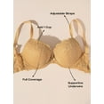 thumbnail image 4 of Deyllo Women's Lace Push Up Padded Plunge Add Cups Underwire Lift Up Bra, Gold 38A, 4 of 4